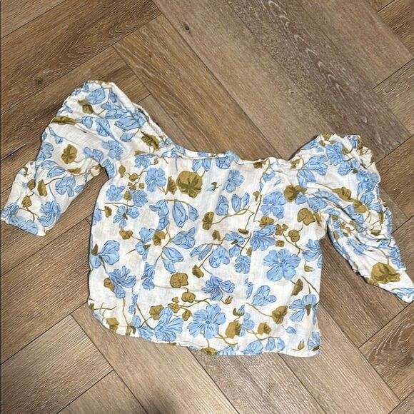 Joie Linen Puff Sleeve Top - Picture 1 of 4